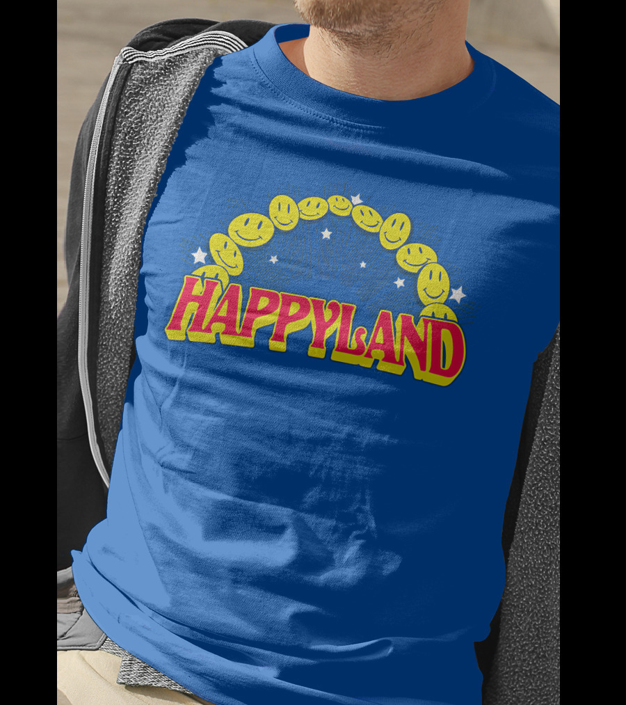 HAPPYLAND Slowthai Merch Smiley Faces And Stars T-Shirt