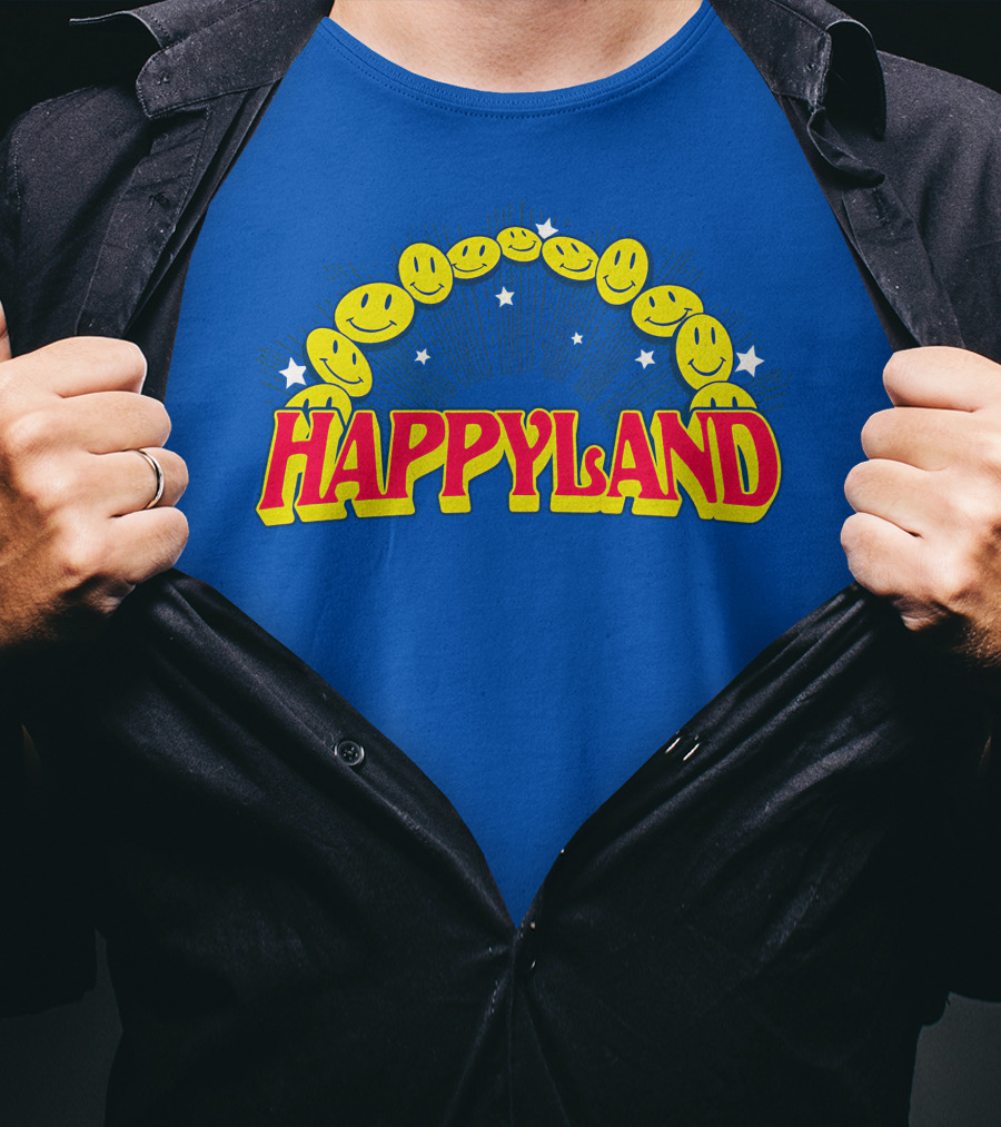 HAPPYLAND Slowthai Merch Smiley Faces And Stars T-Shirt