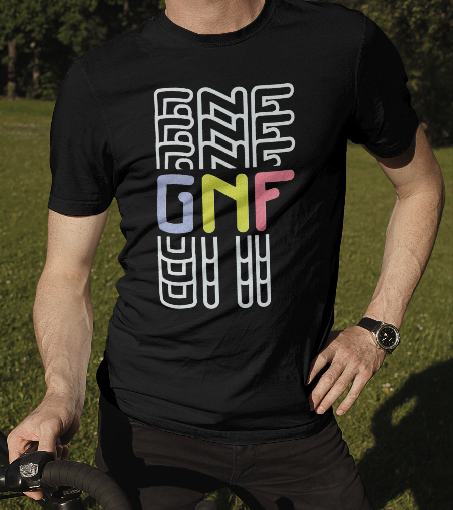 GNF Multicolor Block Letters With Abstract Vertical Lines T-Shirt