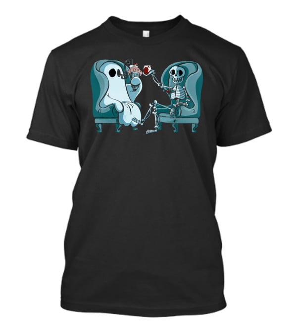 Ghost And Skeleton Cozy Tea Party Atwwd Merch T-Shirt
