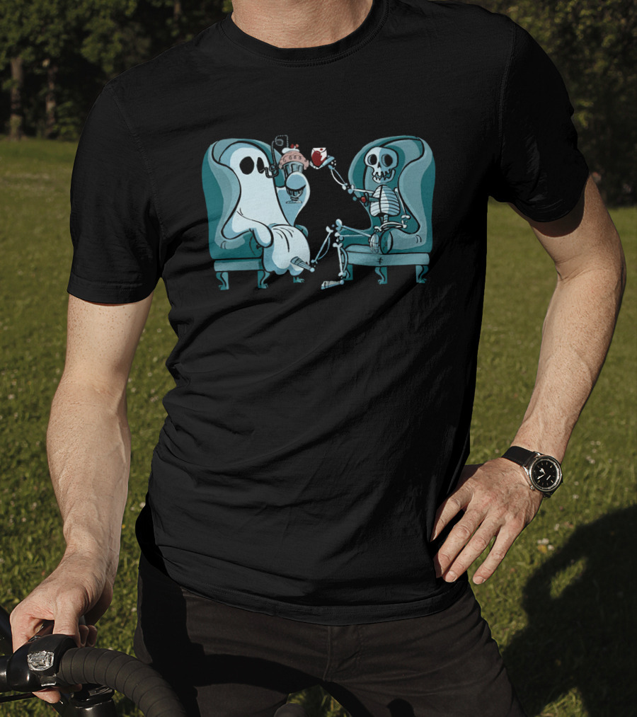 Ghost And Skeleton Cozy Tea Party Atwwd Merch T-Shirt