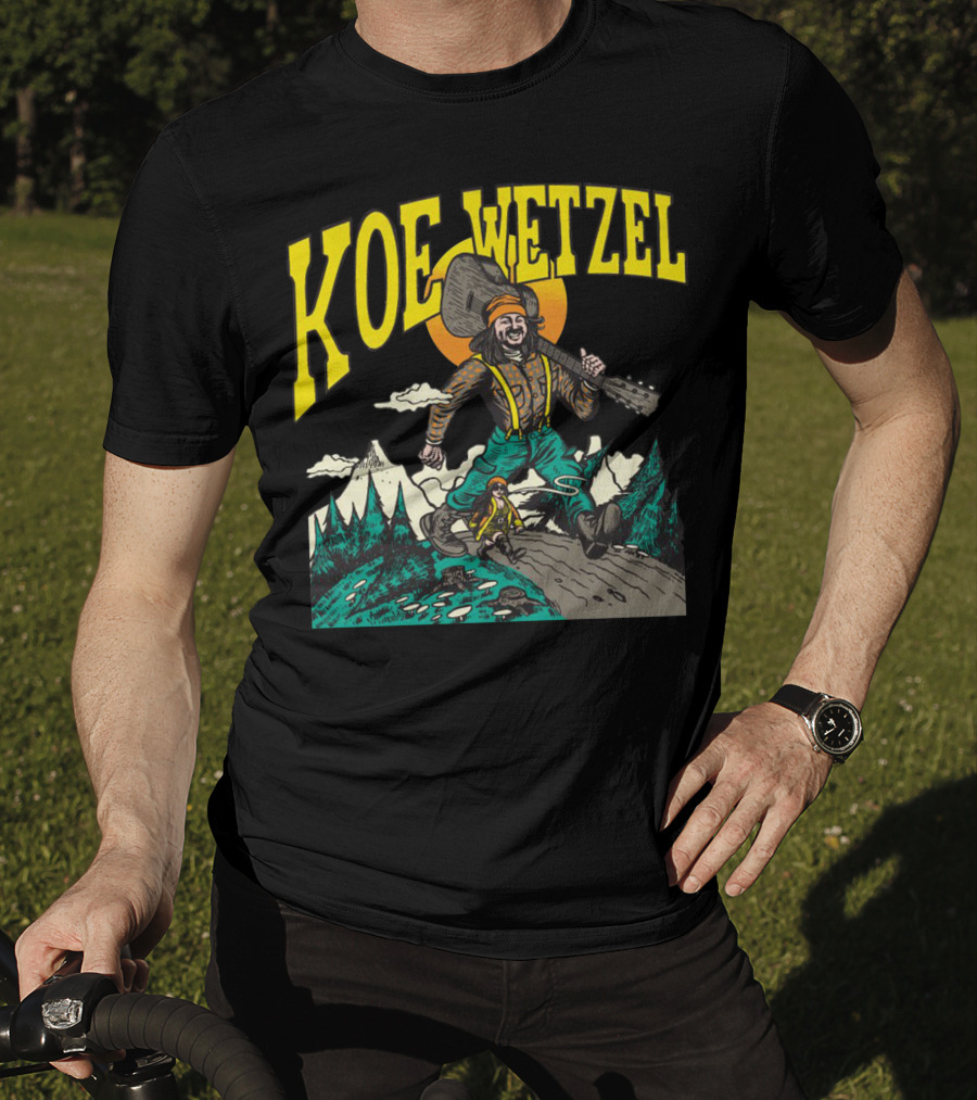 KOE WETZEL Mountain Hiker With Guitar And Sun Motif T-Shirt