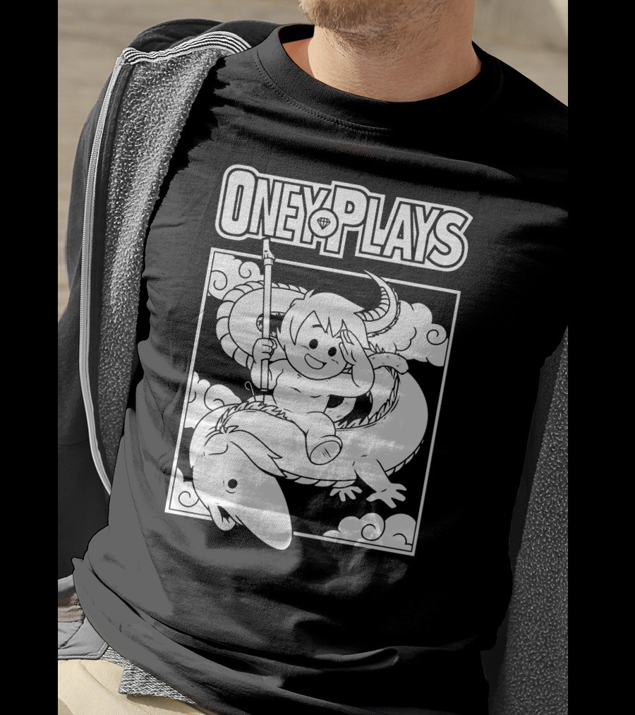 OneyPlays Cartoon Character Riding A Dragon With Spear T-Shirt