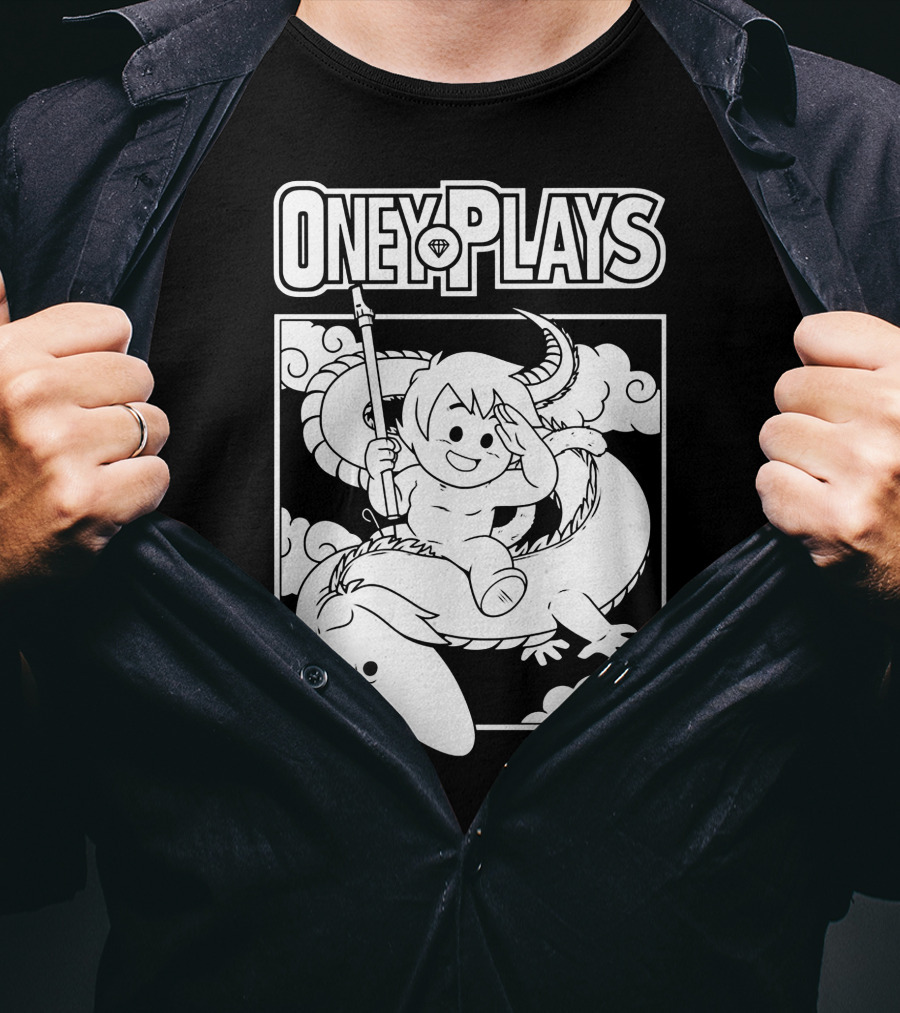 OneyPlays Cartoon Character Riding A Dragon With Spear T-Shirt