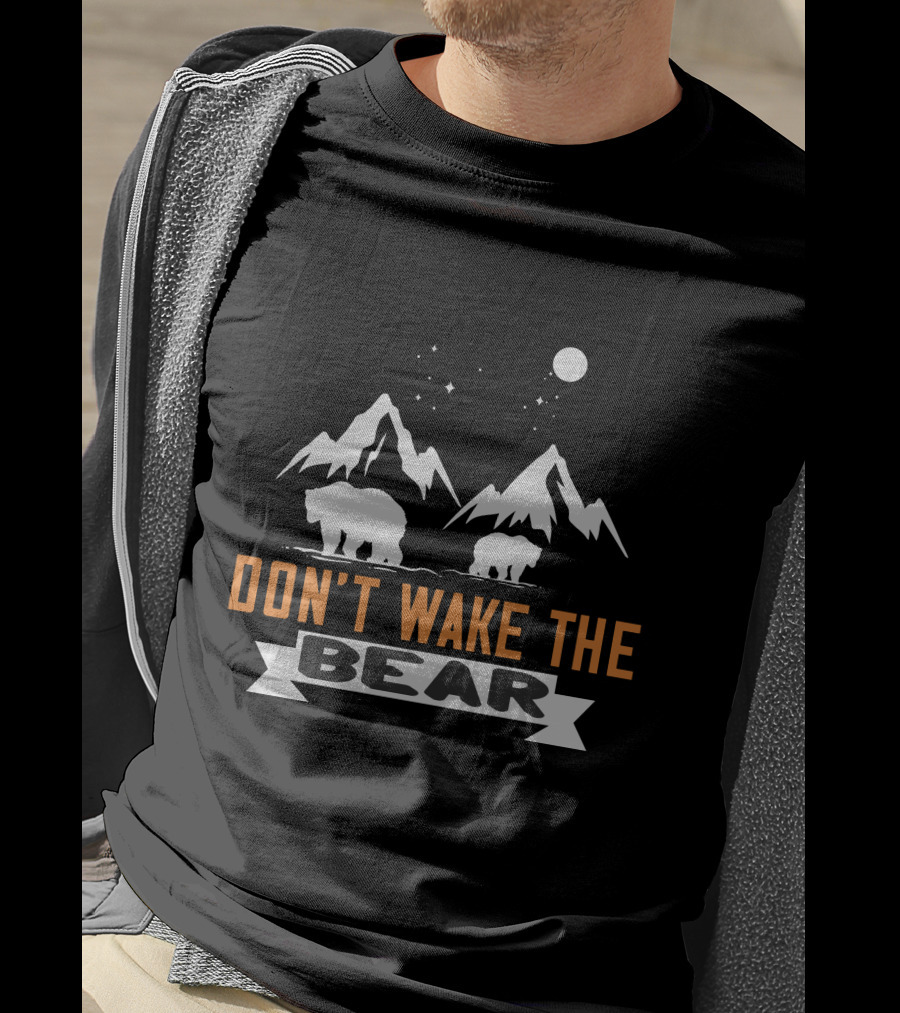 Don't Wake The Bear Under Starry Mountain Sky T-Shirt