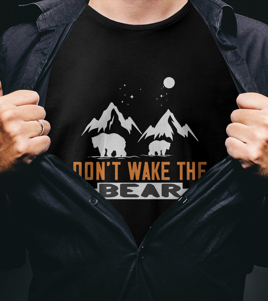 Don't Wake The Bear Under Starry Mountain Sky T-Shirt