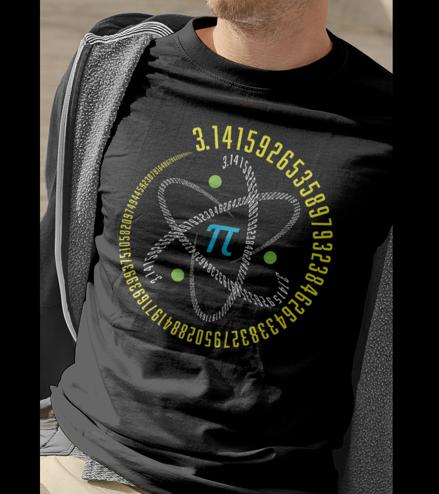 Atom Pi Math Science Stem 3.14 Pi Day Numerals Circle T-Shirt