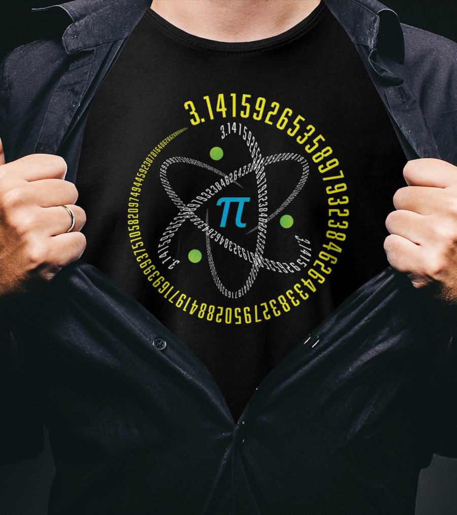 Atom Pi Math Science Stem 3.14 Pi Day Numerals Circle T-Shirt