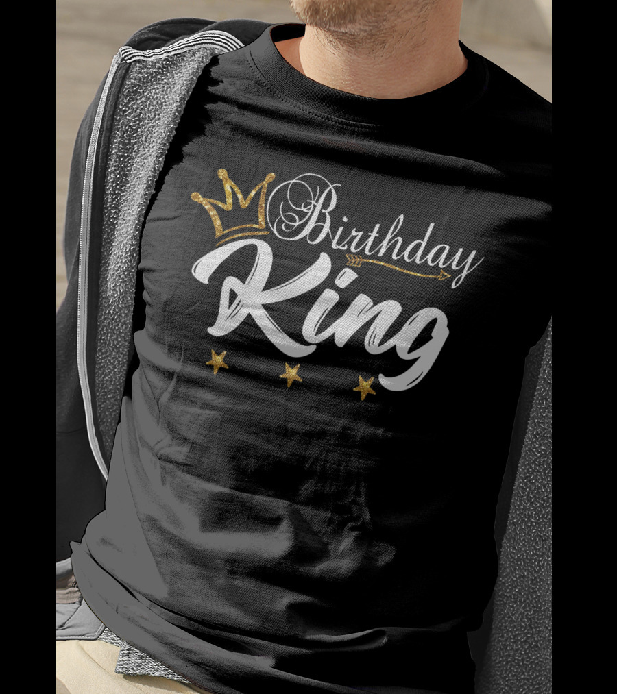 Birthday King Gold Crown With Stars And Arrow T-Shirt