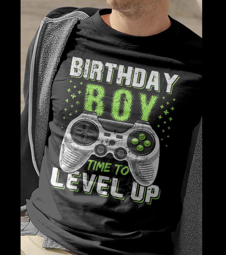Birthday Boy Time To Level Up Video Game Controller Birthday T-Shirt