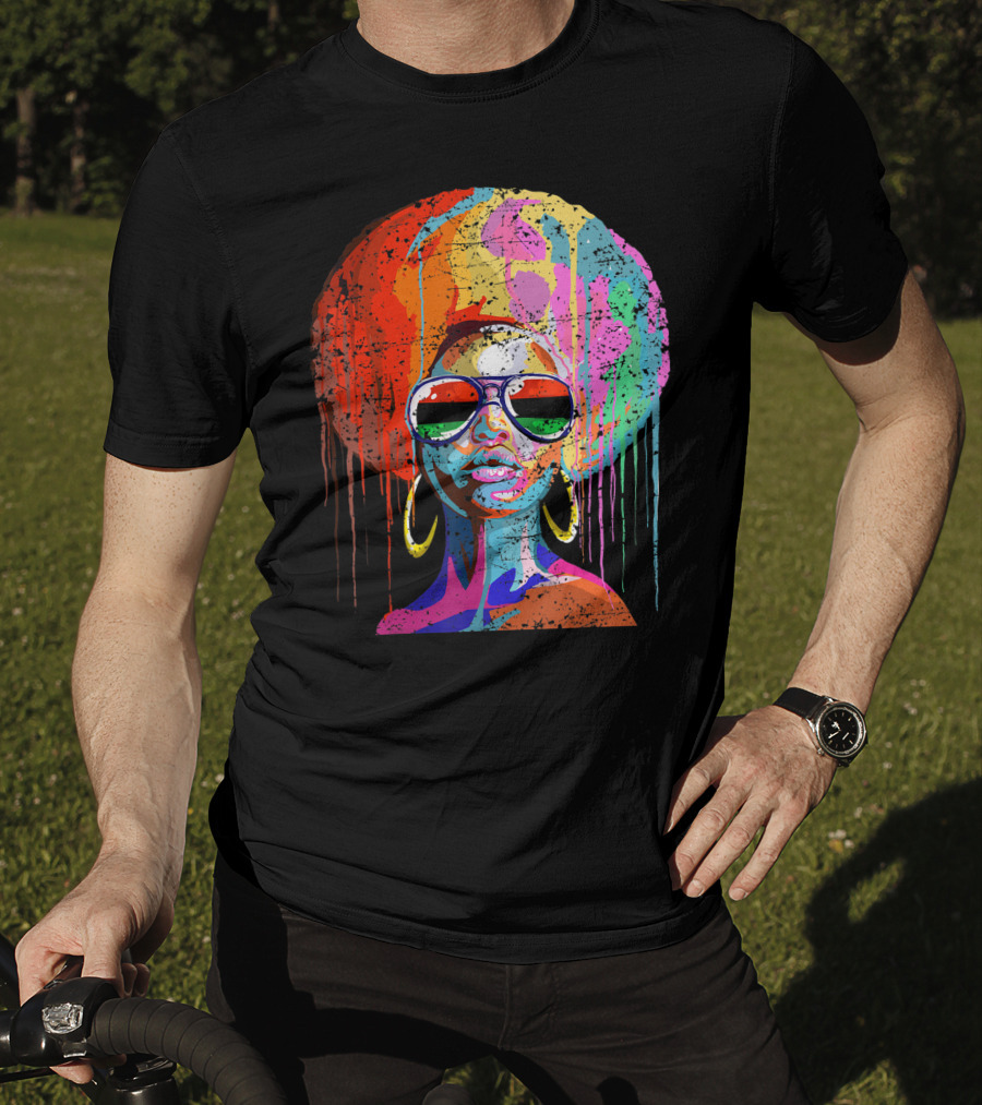 Black Queen Afro Melanin Sunglasses Drip T-Shirt