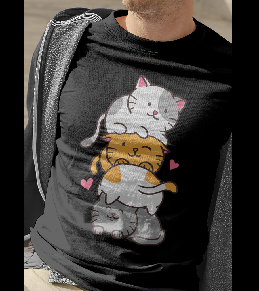 Cat Cats Cute Kitty Pile Kawaii Neko Anime T-Shirt