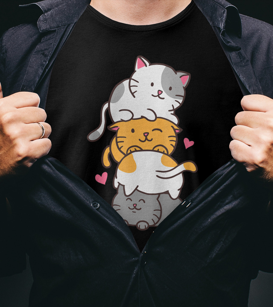 Cat Cats Cute Kitty Pile Kawaii Neko Anime T-Shirt