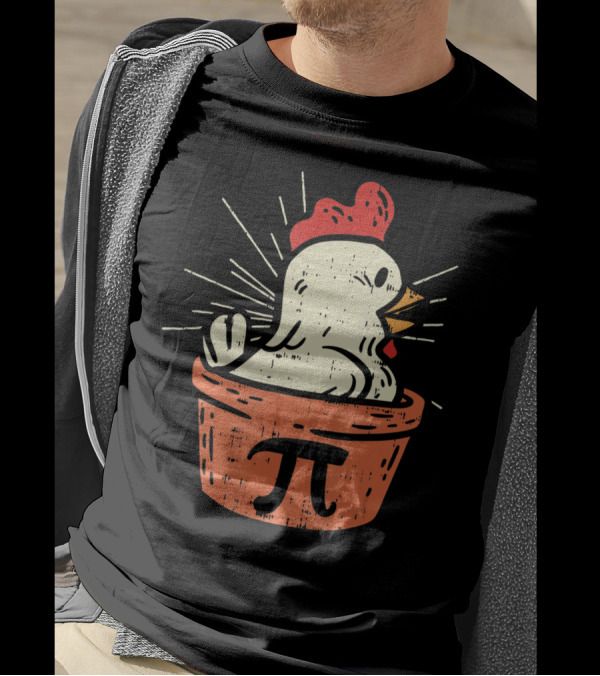 Chicken Pot Pi Day Pie Math Lover Geek 3.14 Rooster In Pie With Pi T-Shirt