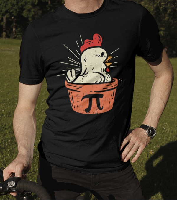 Chicken Pot Pi Day Pie Math Lover Geek 3.14 Rooster In Pie With Pi T-Shirt
