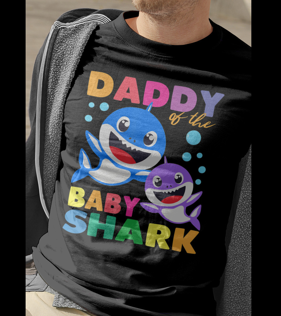 Daddy Of The Baby Shark Birthday Boy Girl Kids Daddy Shark T-Shirt