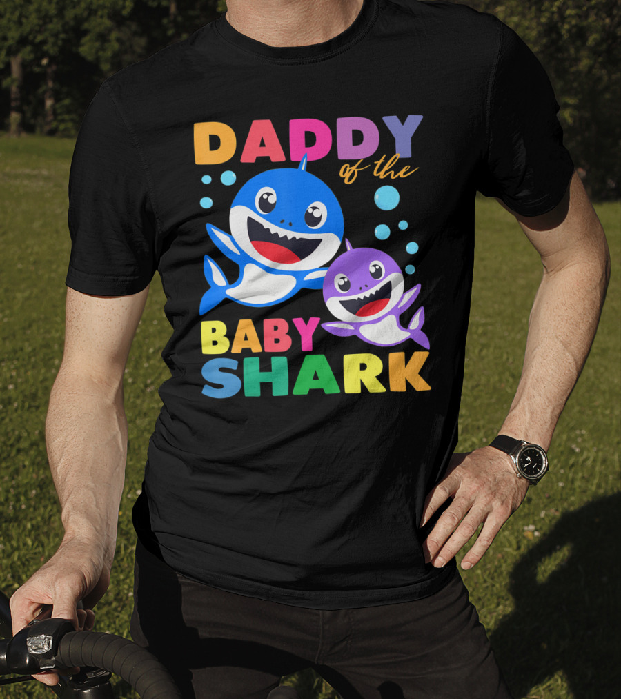 Daddy Of The Baby Shark Birthday Boy Girl Kids Daddy Shark T-Shirt