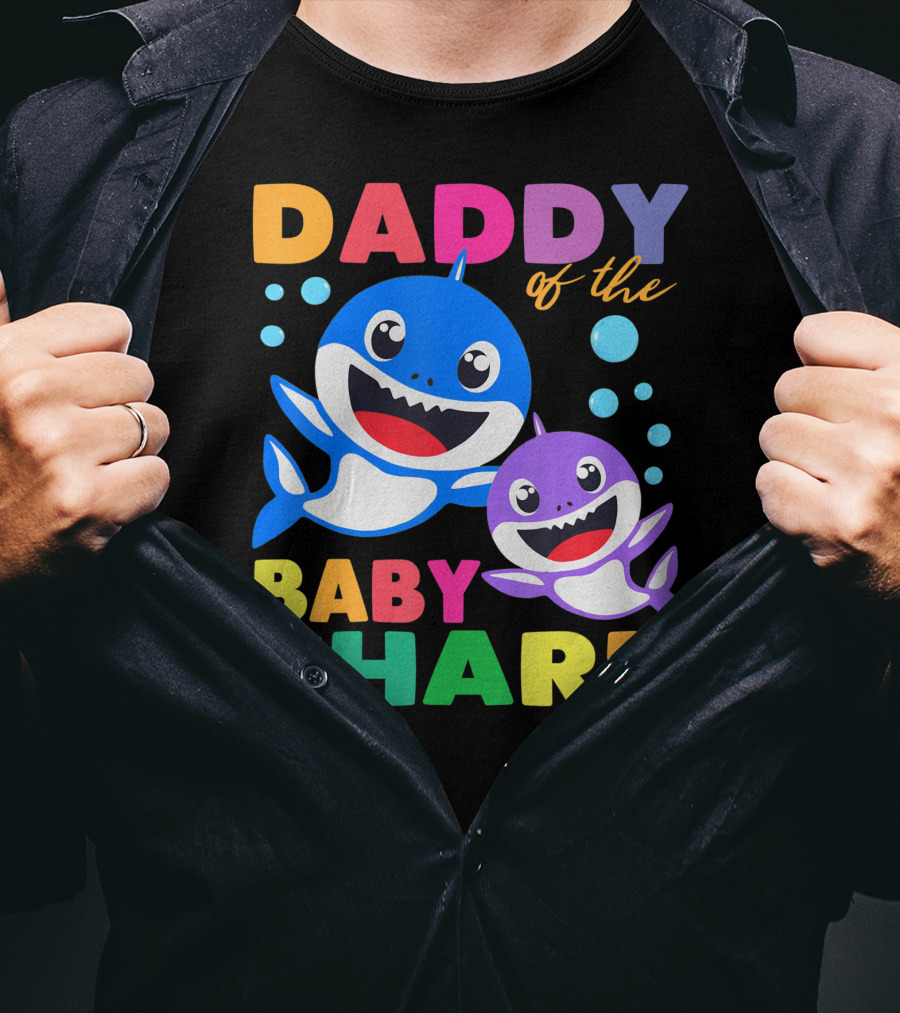 Daddy Of The Baby Shark Birthday Boy Girl Kids Daddy Shark T-Shirt