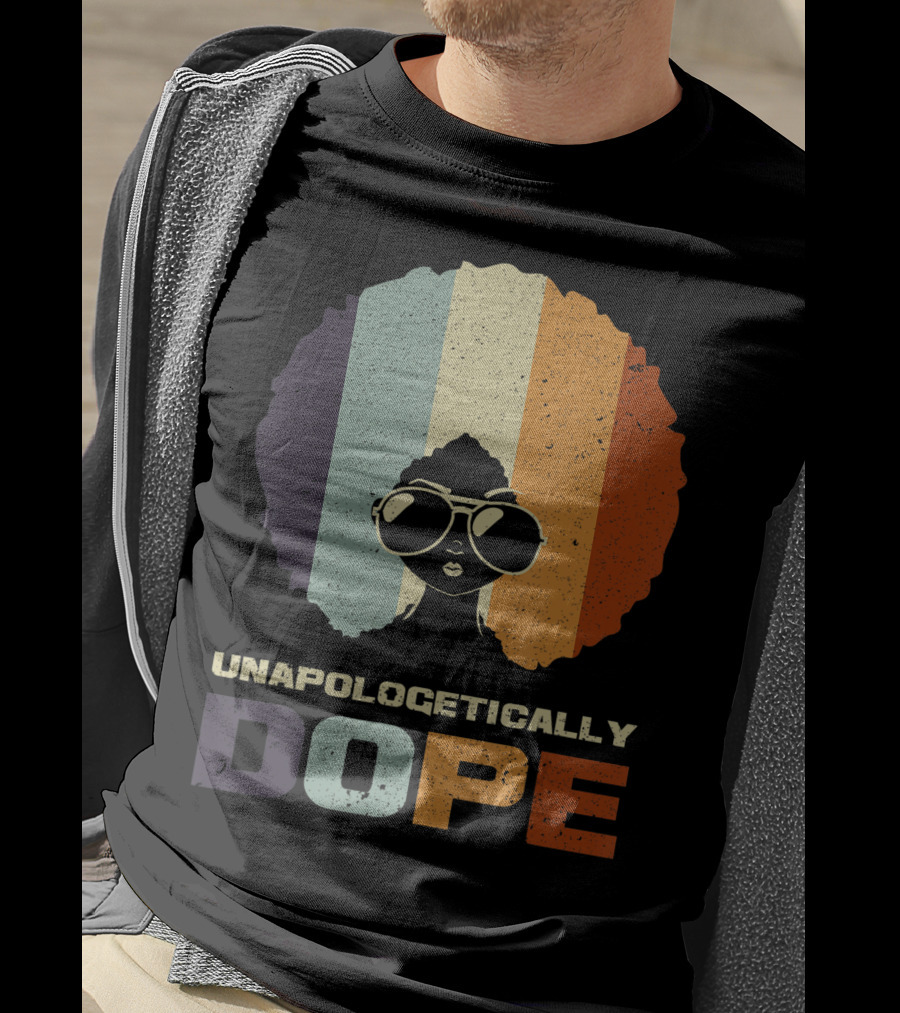 Unapologetically Dope Afro Rainbow Stripes Sunglasses T-Shirt
