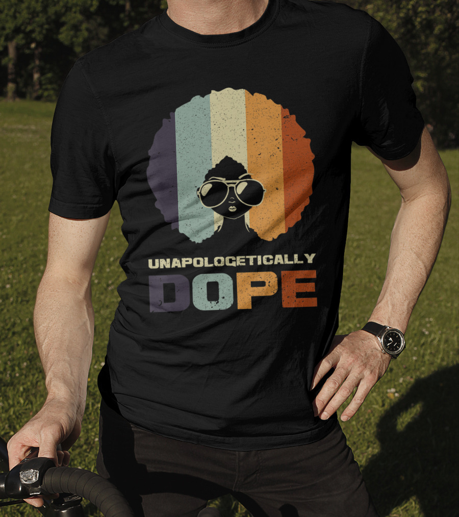Unapologetically Dope Afro Rainbow Stripes Sunglasses T-Shirt