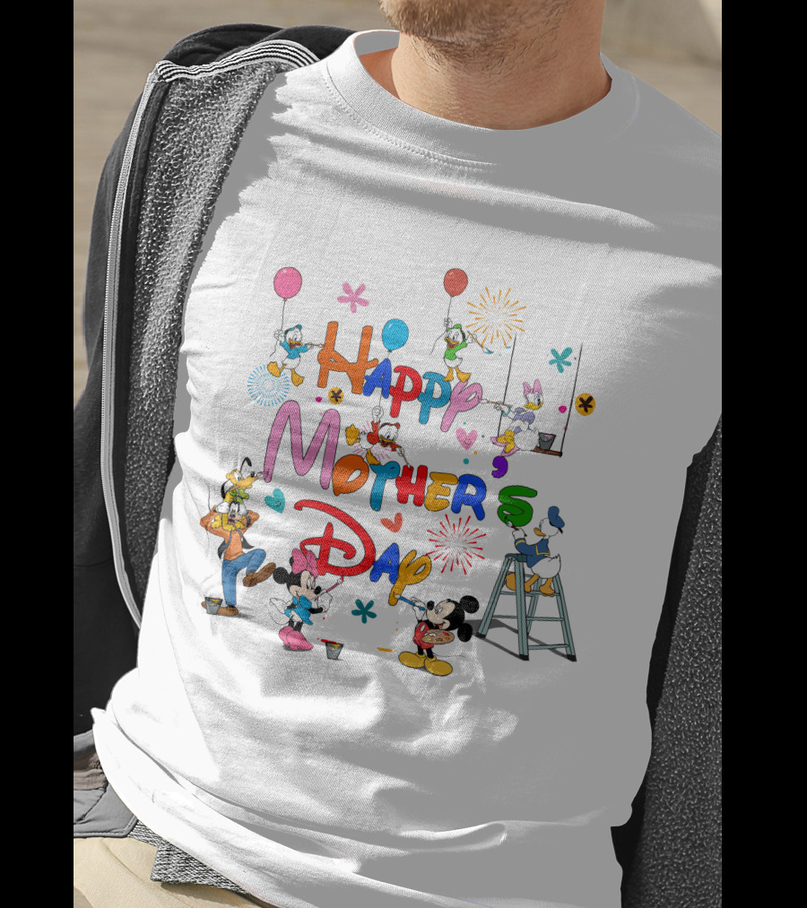Happy Mother's Day Disney Mickey Minnie Donald Goofy Balloons T-Shirt