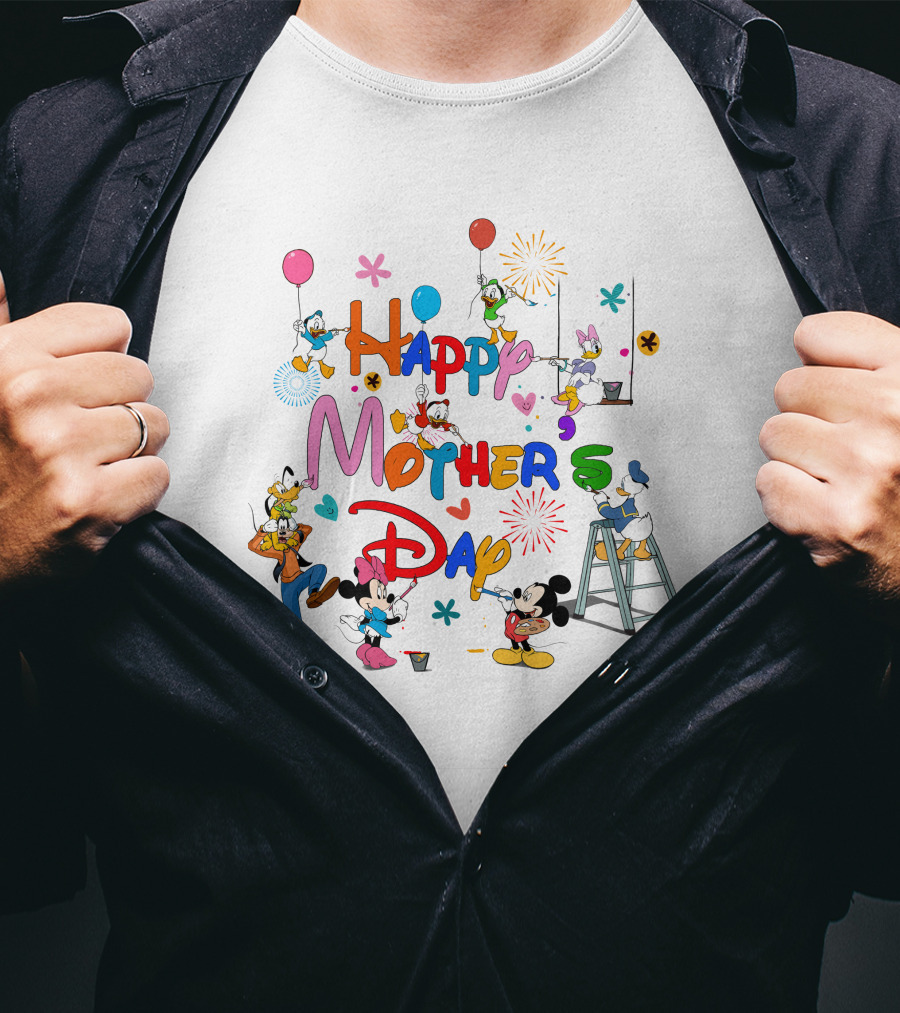 Happy Mother's Day Disney Mickey Minnie Donald Goofy Balloons T-Shirt