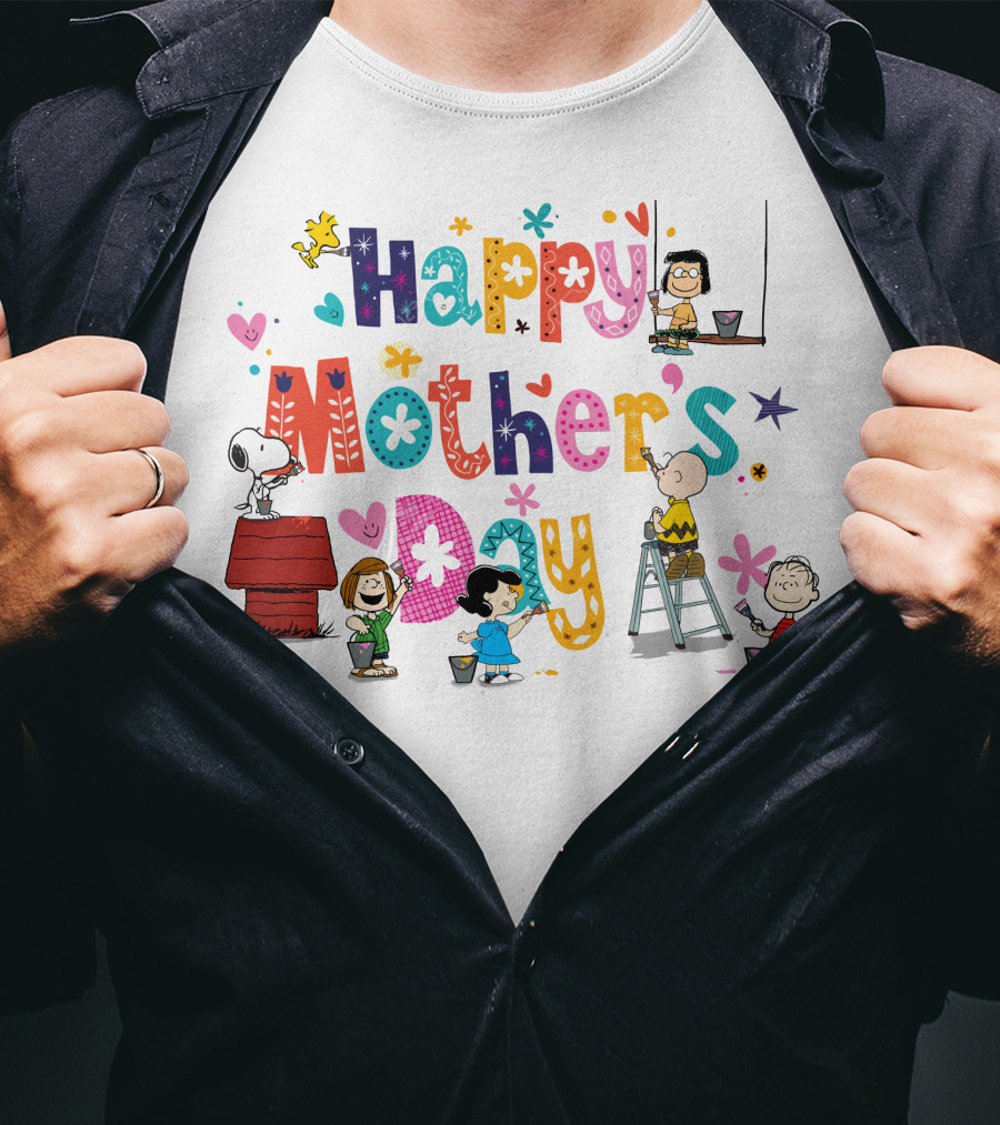 Happy Mother's Day Snoopy Peanuts Characters Painting T-Shirt
