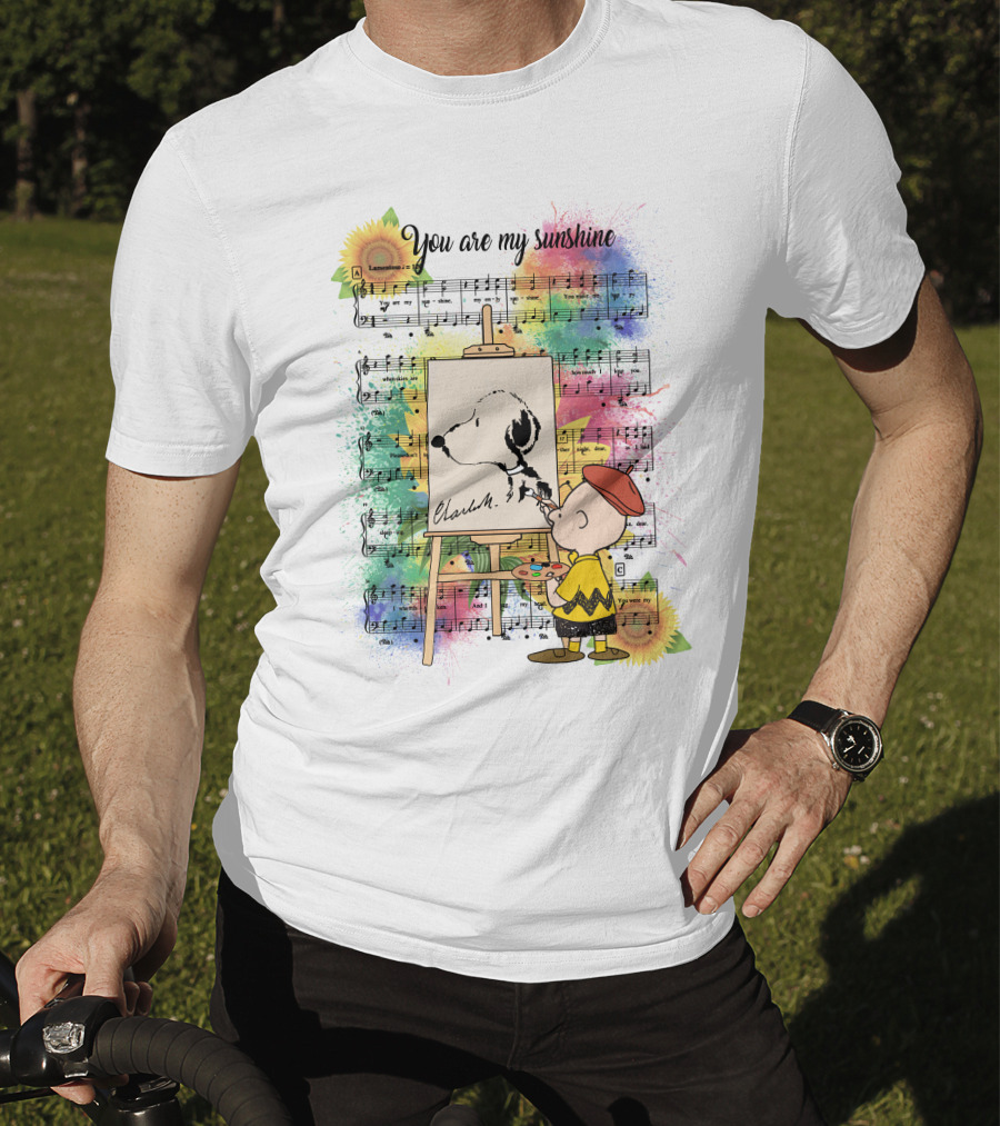 You Are My Sunshine Charlie Painting Snoopy Music Notes Sunflowers T-Shirt