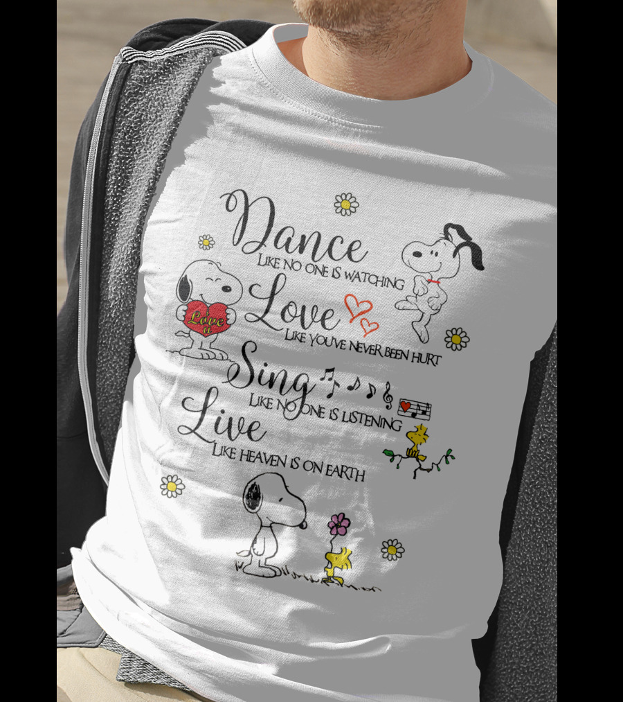 Dance Love Sing Live Snoopy Woodstock T-Shirt