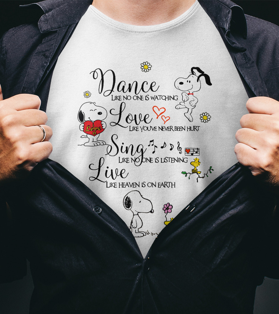 Dance Love Sing Live Snoopy Woodstock T-Shirt
