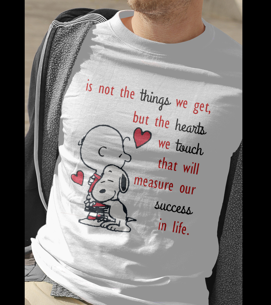 Charlie Brown Snoopy Hug Hearts Measure Success In Life T-Shirt