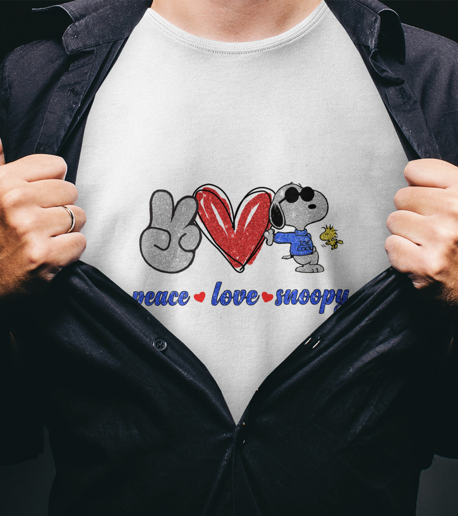 Peace Love Snoopy Woodstock Cool Joe Retro T-Shirt