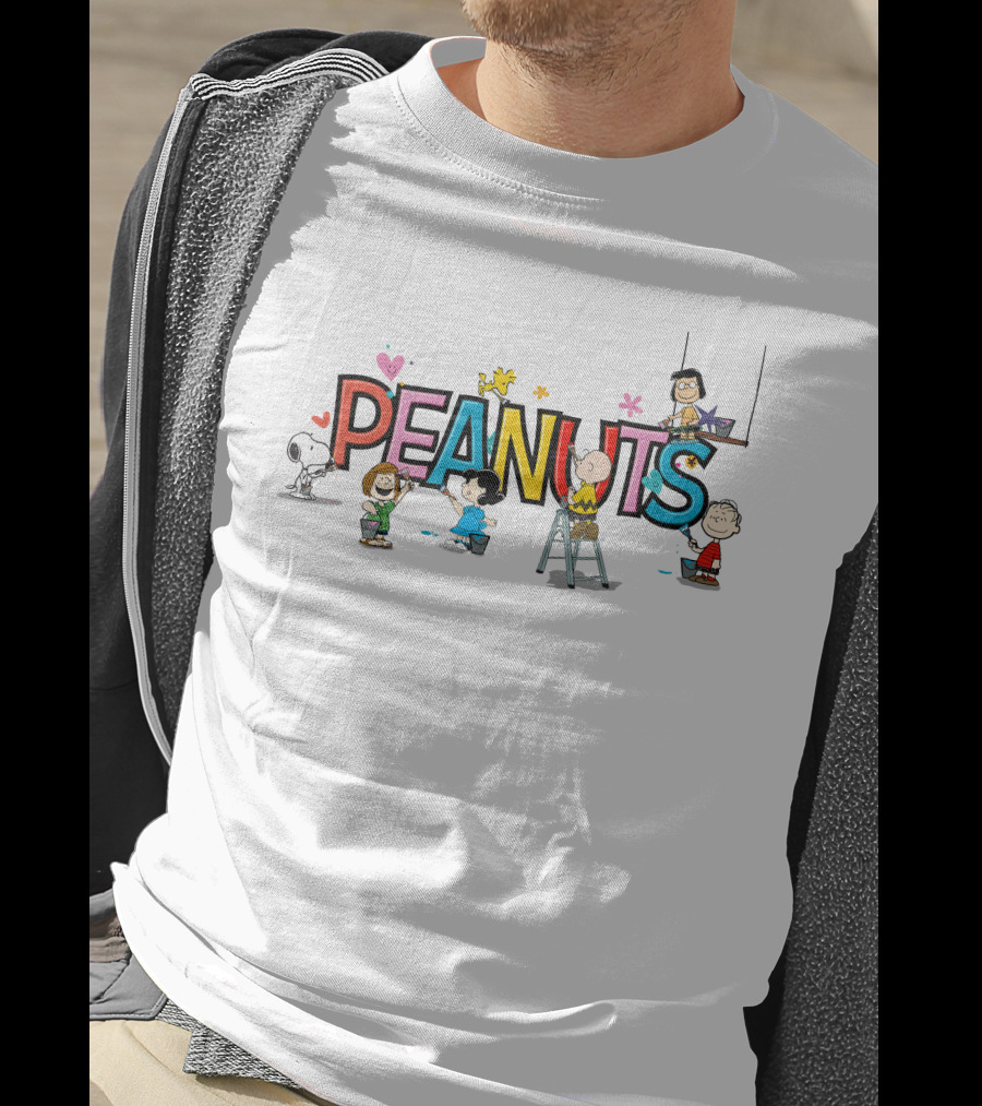 Peanuts Characters Painting Colorful Letters Charlie Brown Snoopy Lucy Linus Woodstock T-Shirt