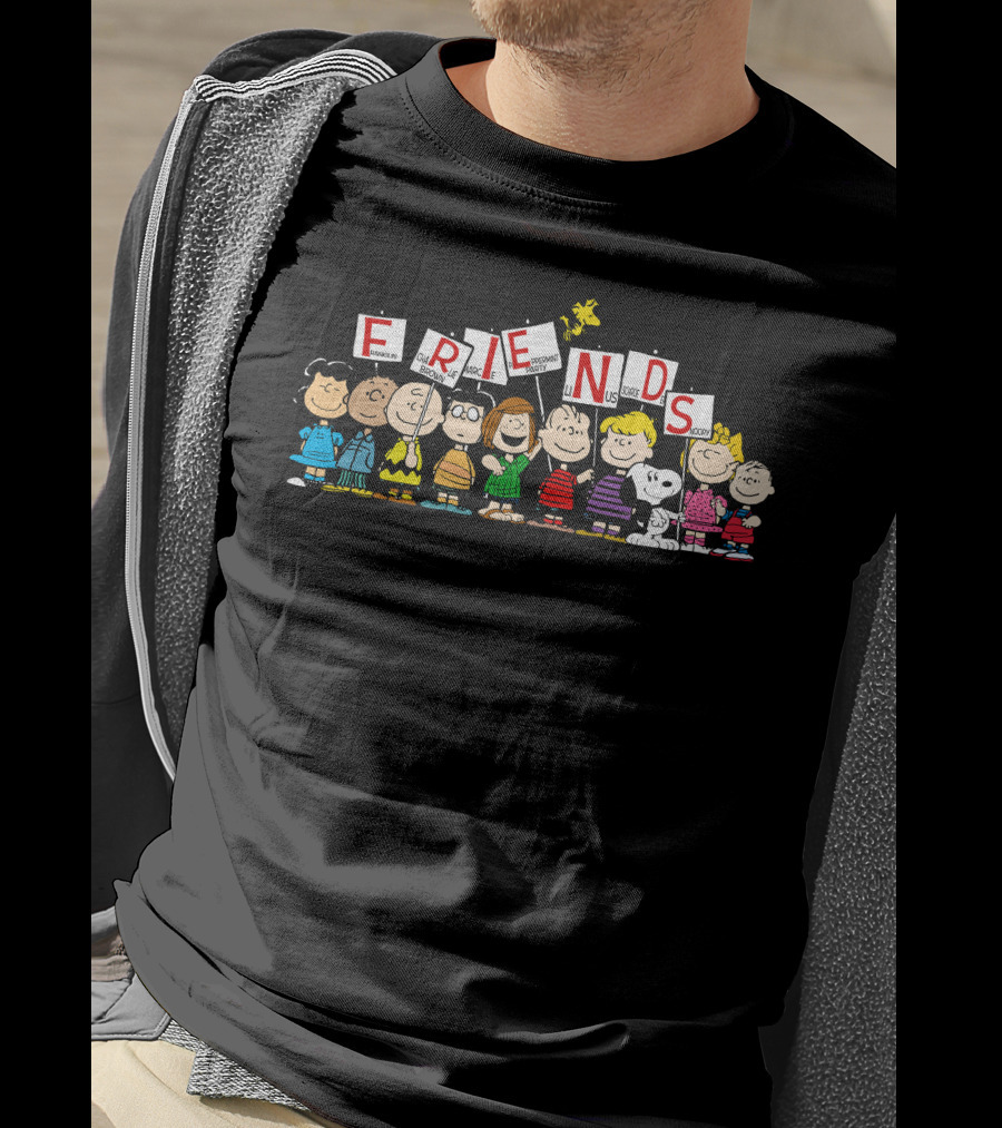 Friends Peanuts Characters Holding Signs T-Shirt