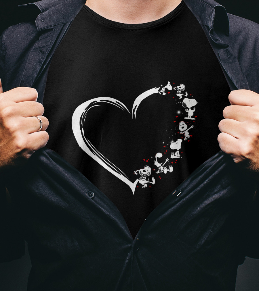 Heartsnop Peanuts Snoopy Heart Shape Love T-Shirt