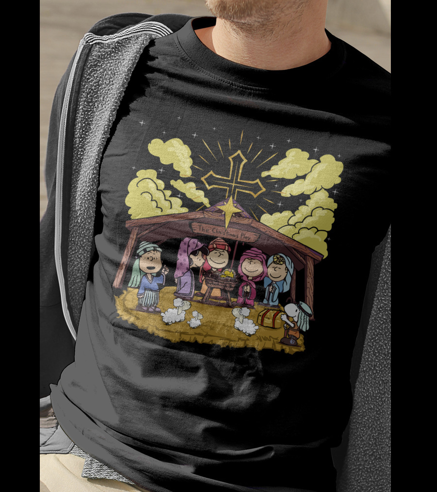 The Christmas Play Nativity Scene With Iconic Cartoon Characters T-Shirt