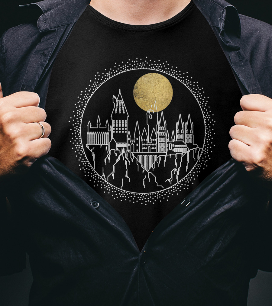 Hogwarts Castle Under Gold Moon Only Today T-Shirt