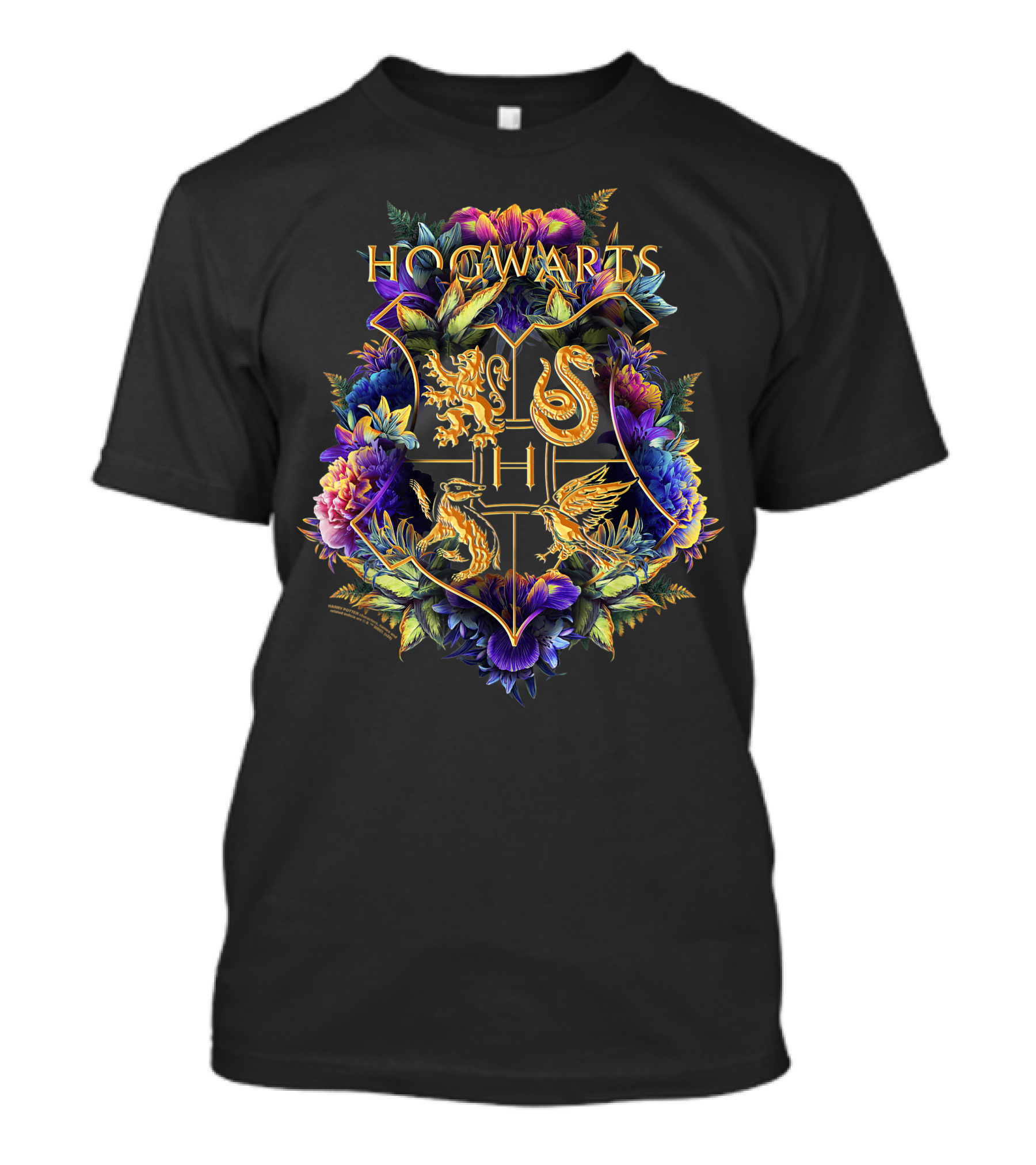 Hogwarts House Crests Floral Design Only Today T-Shirt