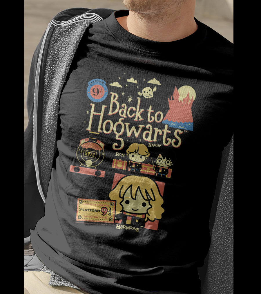 Back To Hogwarts Platform 9¾ Ron Harry Hermione 5972 London To Hogwarts Express T-Shirt