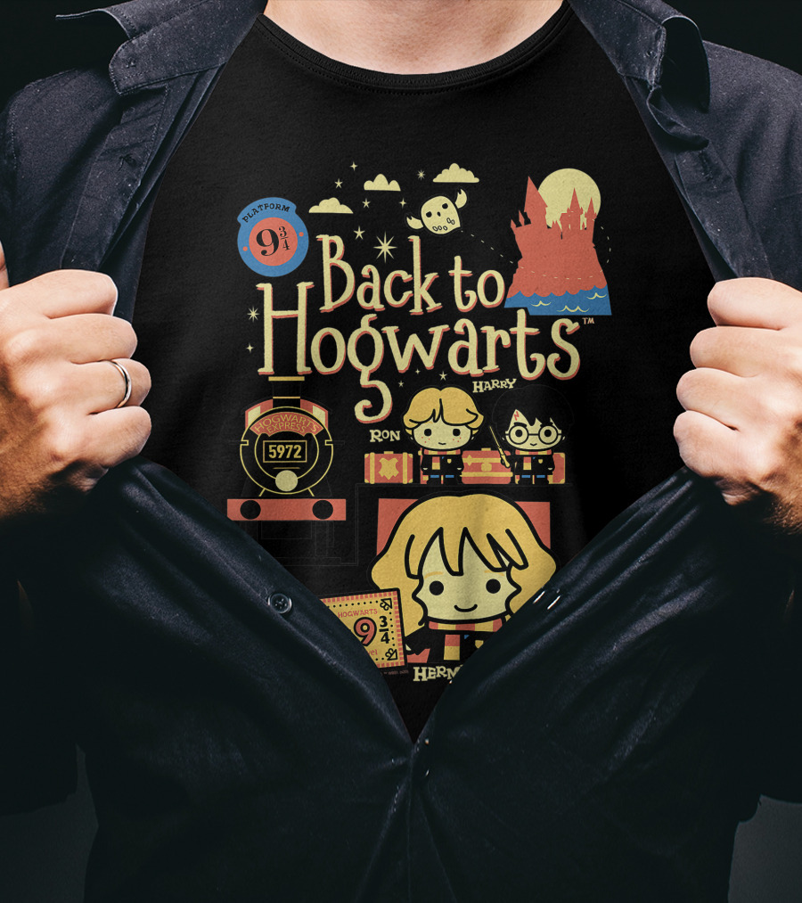 Back To Hogwarts Platform 9¾ Ron Harry Hermione 5972 London To Hogwarts Express T-Shirt