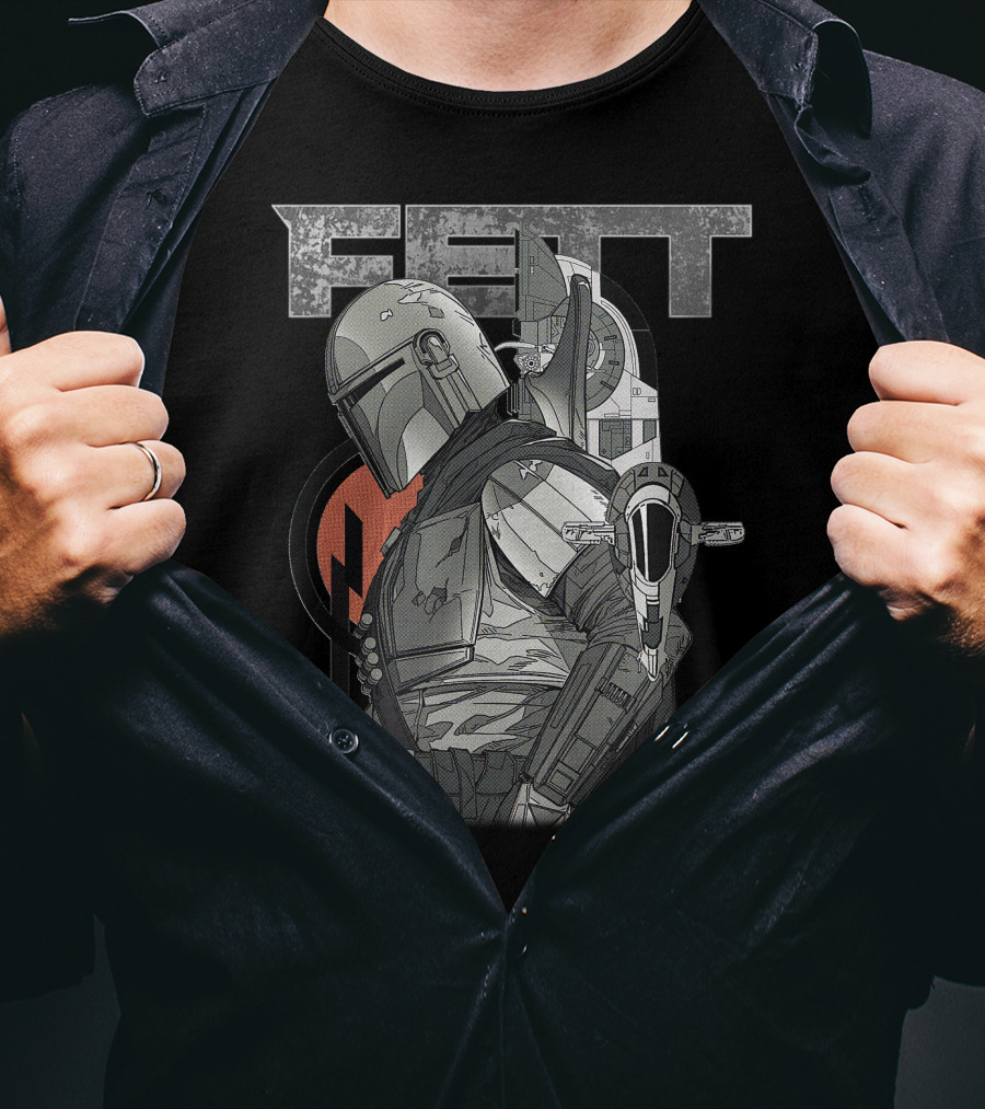 Fett Armor Star Wars Bounty Hunter Mandalorian Helmet And Ship T-Shirt