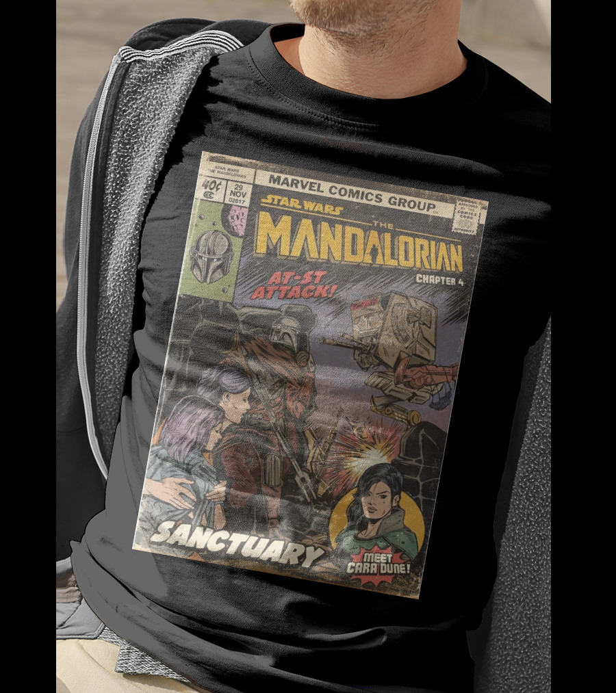 Marvel Comics Group Star Wars The Mandalorian Chapter 4 Sanctuary At-St Attack Meet Cara Dune T-Shirt