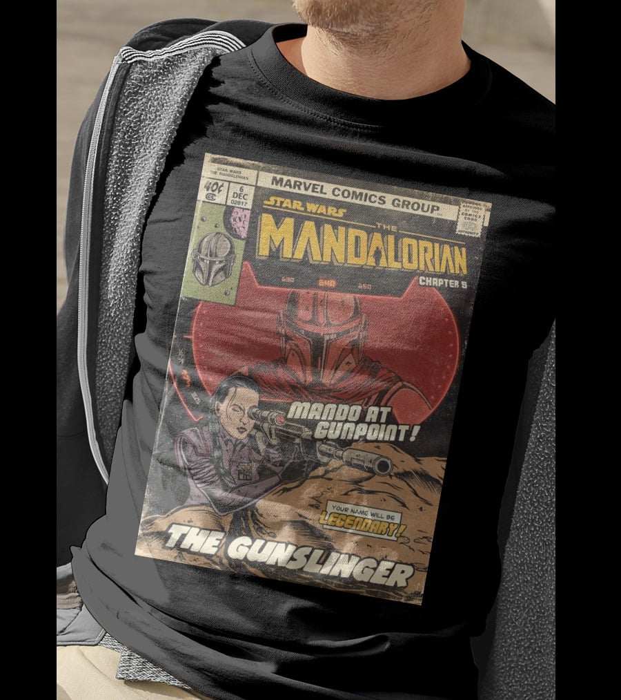 Mando At Gunpoint Legendary The Mandalorian Chapter 5 The Gunslinger Marvel Comics Group T-Shirt