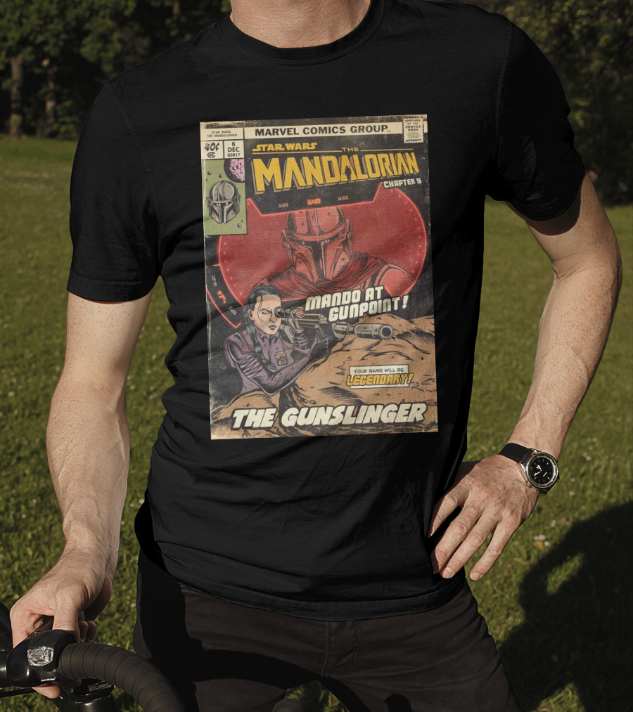 Mando At Gunpoint Legendary The Mandalorian Chapter 5 The Gunslinger Marvel Comics Group T-Shirt
