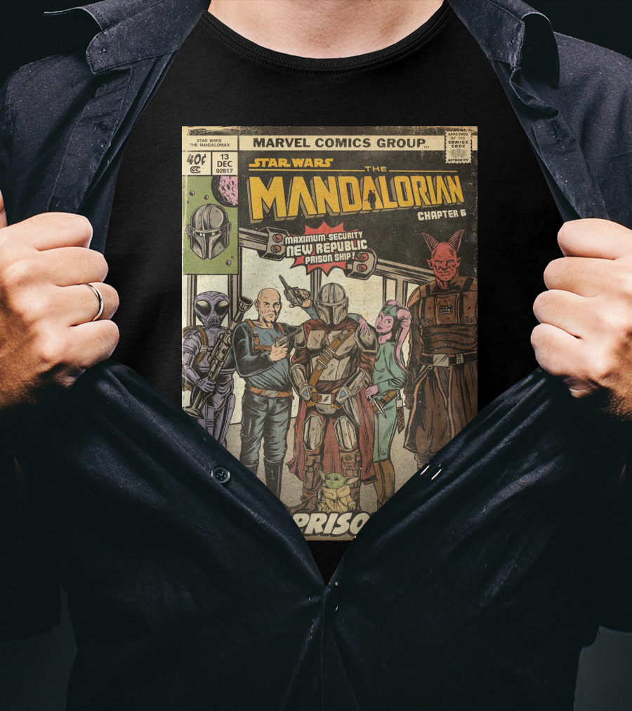 Star Wars The Mandalorian Chapter 6 Marvel Comics Group The Prisoner Maximum-Security New Republic Prison Ship T-Shirt