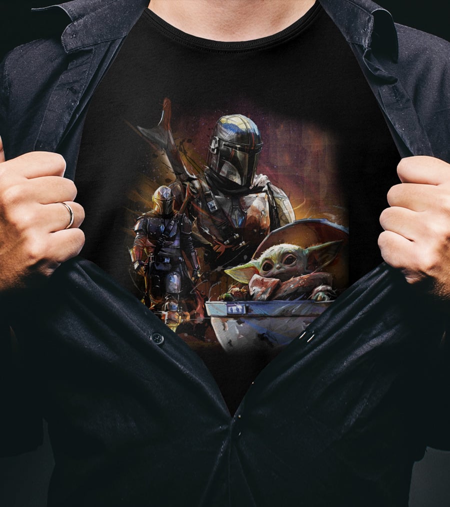 Only Today Mandalorian And Grogu Star Wars Art T-Shirt