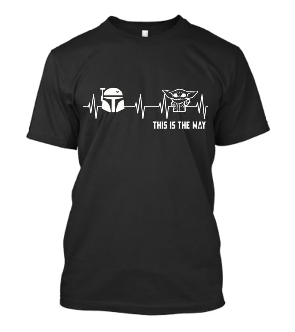 This Is The Way Mandalorian Helmet And Baby Yoda Heartbeat T-Shirt