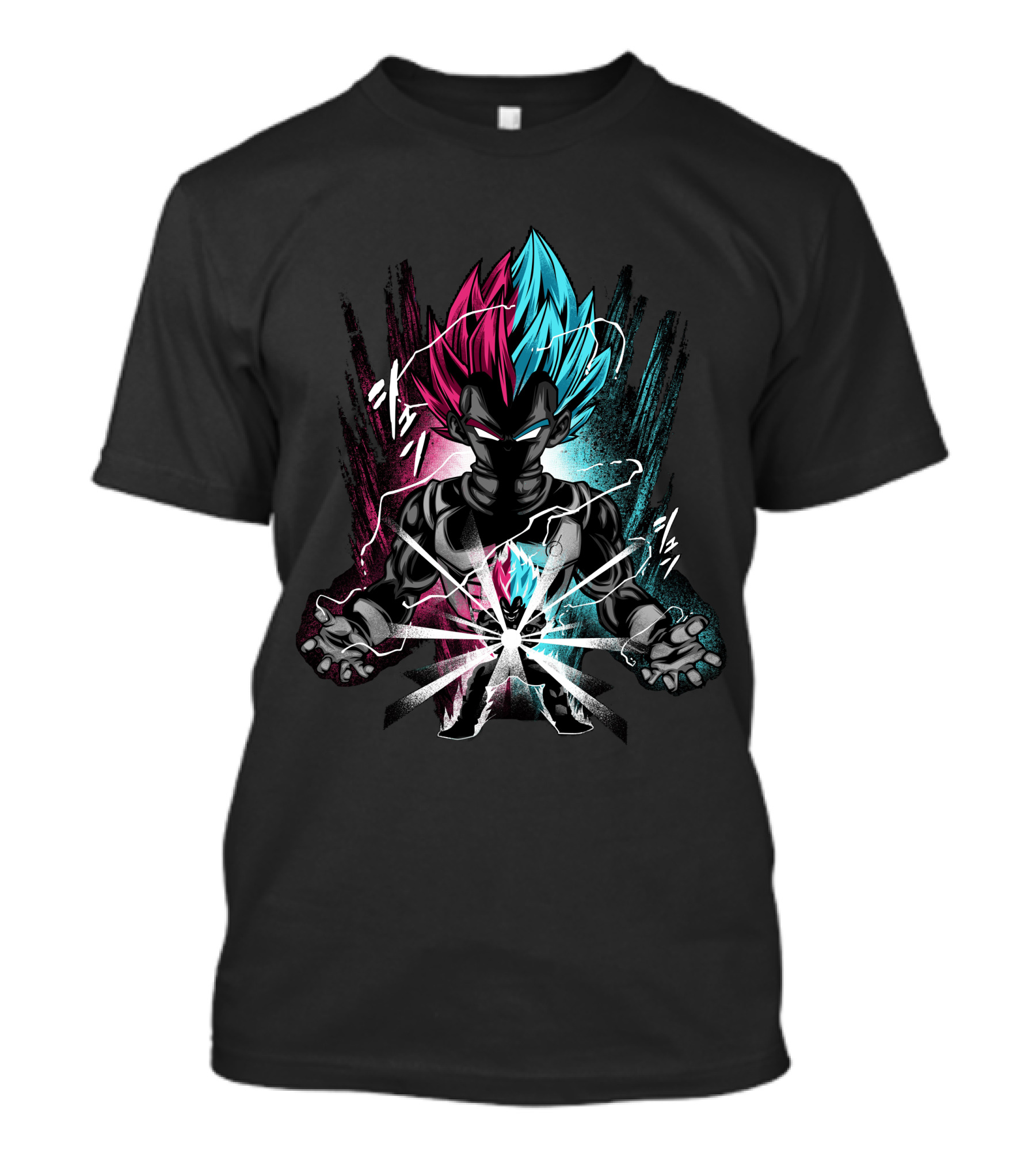Anime Character With Blue And Pink Hair In Power Pose T-Shirt