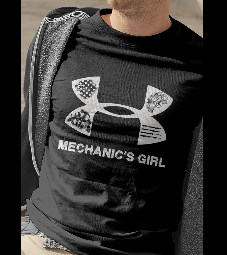 Mechanic's Girl Only Today With American Flag And Tools T-Shirt