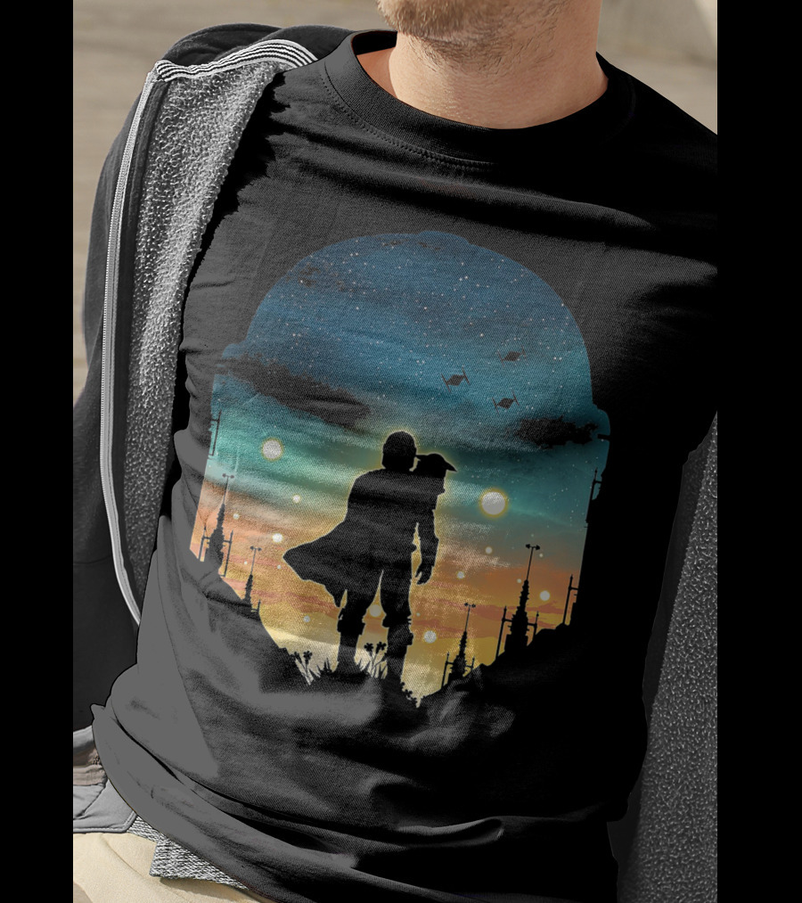 Only Today Lone Mandalorian Starry Sunset Adventure T-Shirt